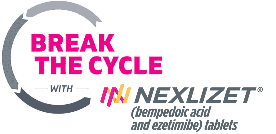 LOWERING BAD CHOLESTEROL can be a never-ending cycle. break the cycle with NEXLIZET (bempedoic acid and ezetimibe) tablets
